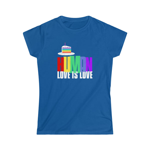 Pride Shirt HUMAN LGBTQ Flag Lesbian Pride Month Rainbow Gay Womens T Shirts