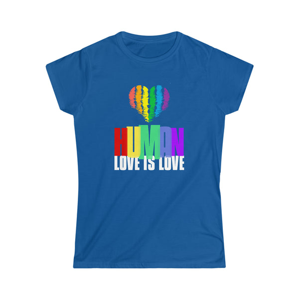 Human LGBTQ Pride Rainbow Flag Gay Lesbian Pride Ally Shirts for Women