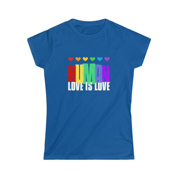 Pride Shirt HUMAN LGBT Flag Gay Pride Month Rainbow Lesbian Shirts for Women