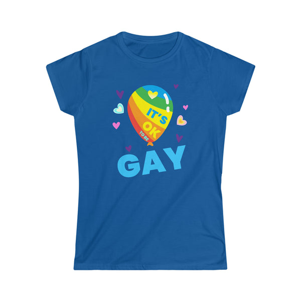 It's OK to Be Gay LGBT Rainbow Flag Shirt Lesbian Gay Pride Shirts for Women