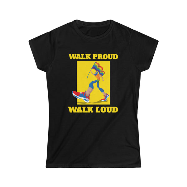 LGBT Pride Walk Proud Walk Loud Pride Day Parade Queer Pride Womens Shirts