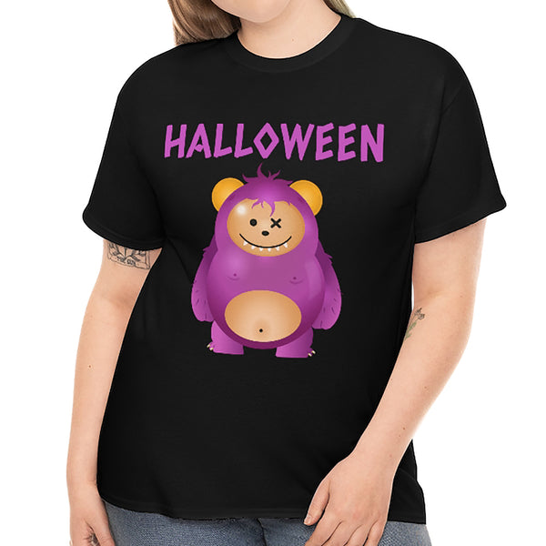 Funny Halloween Shirts for Women Plus Size 1X 2X 3X 4X 5X Purple Monster Plus Size Halloween Costumes for Women