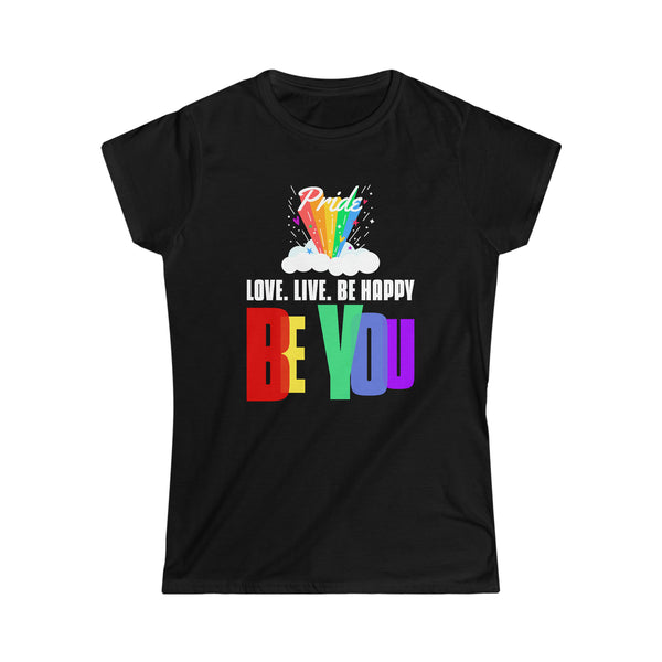 Be You LGBT Flag Lesbian Gay Pride Month Rainbow Transgender Womens Shirts