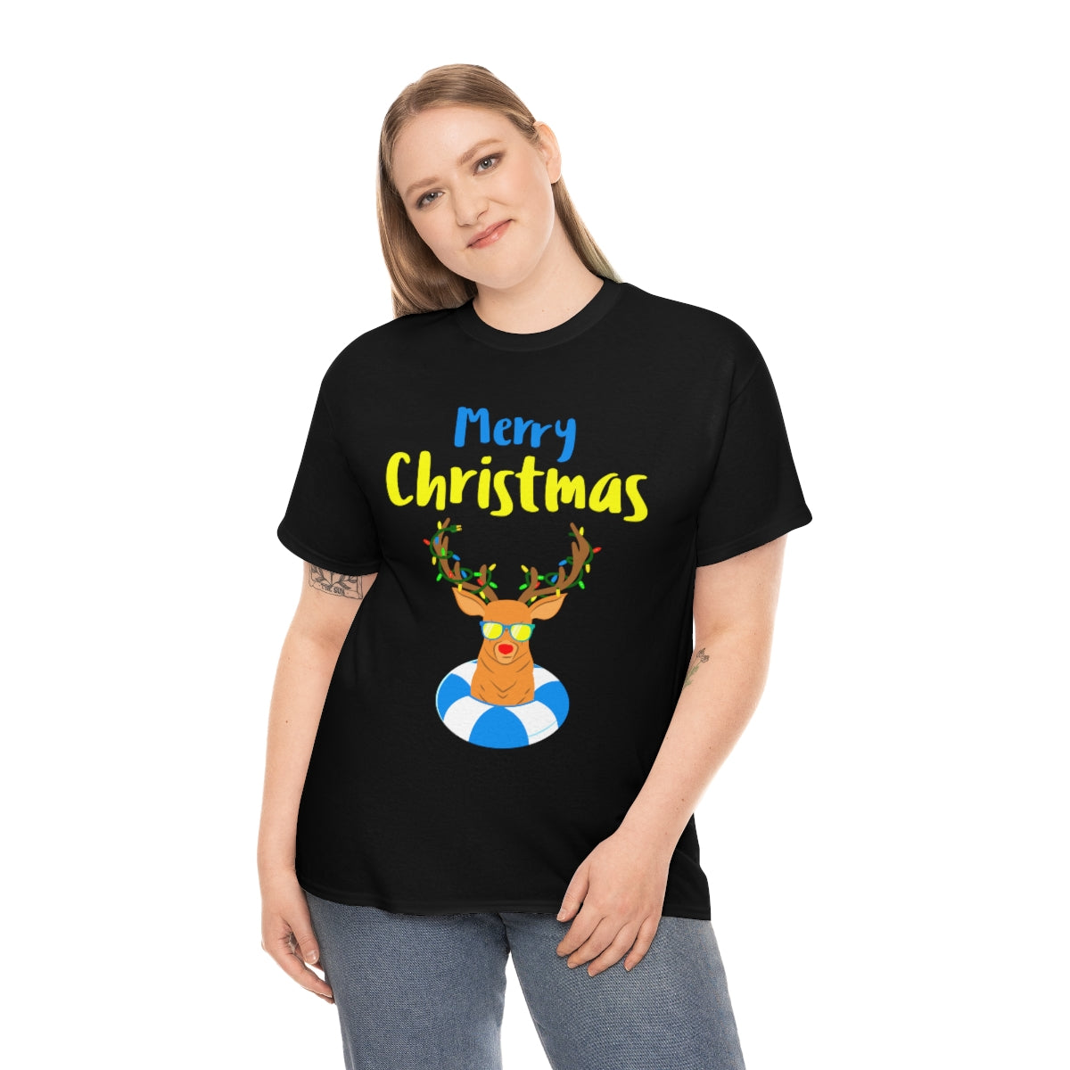 Cute Reindeer Funny Plus Size Christmas Shirts for Women Plus Size Christmas PJs Womens Christmas Shirt