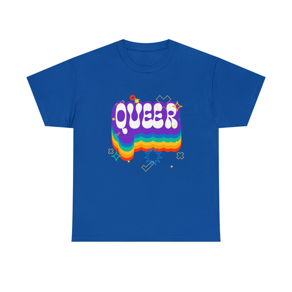 Queer Tshirt Gay LGBTQ Flag Lesbian Gay Pride Month Rainbow Womens Plus Size Tops