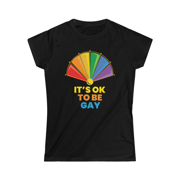 It's OK to Be Gay LGBTQ Flag Gay Lesbian Pride Month Rainbow Women Tops