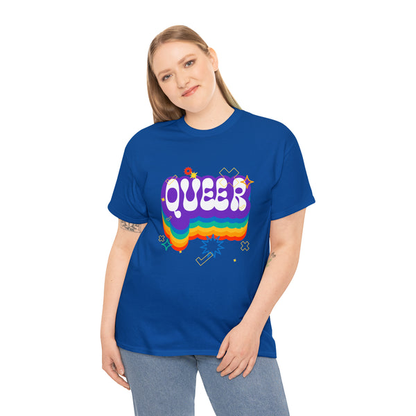 Queer Tshirt Gay LGBTQ Flag Lesbian Gay Pride Month Rainbow Womens Plus Size Tops