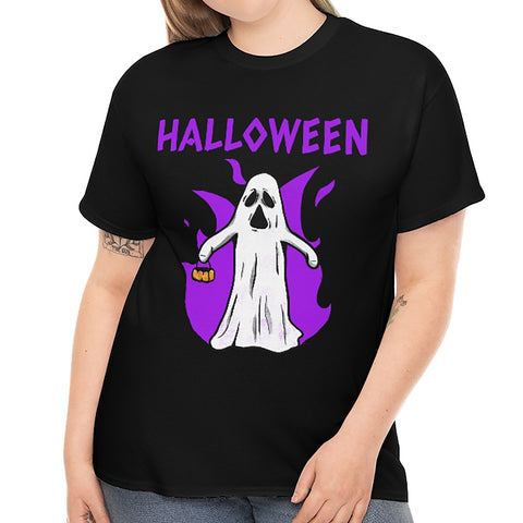 Purple Ghost Halloween Shirts Women Plus Size Ghost Shirt Plus Size Halloween Costumes for Women
