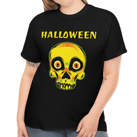 Skull Womens Halloween Shirts Plus Size 1X 2X 3X 4X 5X Skeleton Shirt Plus Size Halloween Costumes for Women