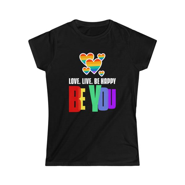 Be You LGBT Flag Gay Pride Month Lesbian Transgender Rainbow Shirts for Women