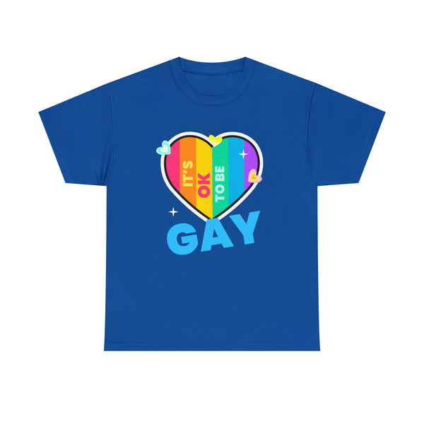 It's OK to Be Gay LGBTQ Rainbow Flag Shirt Lesbian Gay Pride Plus Size Shirts for Women