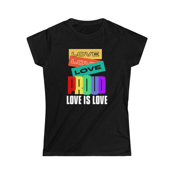 Proud LGBT Love is Love Lesbian Gay LGBT Pride Shirt LGBTQ Womens Shirts