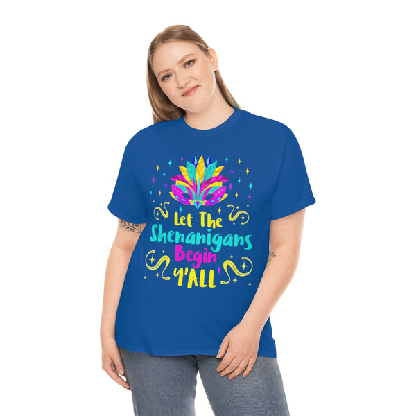 Funny Mardi Gras Shirts for Women Plus Size Mardi Gras Outfit for Women Let The Shenanigans Begin Yall