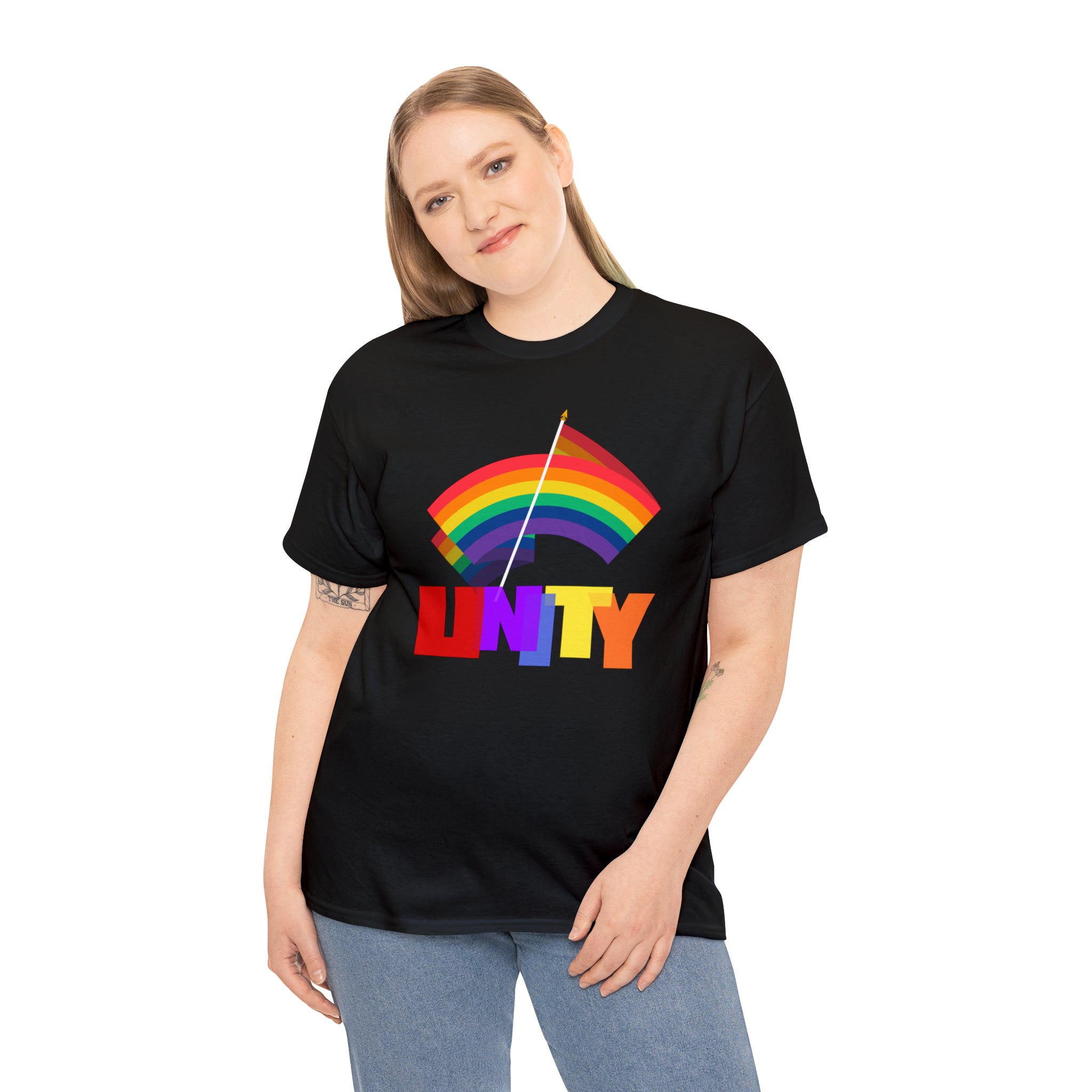 Unity LGBT Love Live Be Happy LGBT Flag Gay Pride Month Womens Plus Size Tops