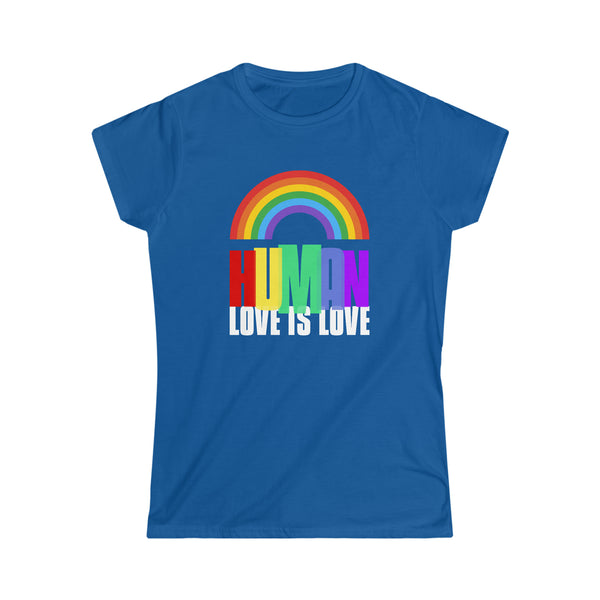 Pride Shirt HUMAN LGBT Flag Lesbian Pride Month Rainbow Gay Shirts for Women