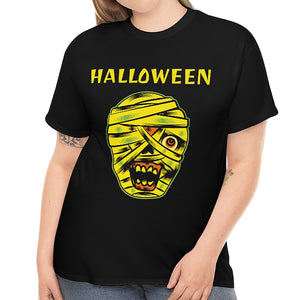 Mummy Funny Halloween Shirts for Women Plus Size 1X 2X 3X 4X 5X Zombie Halloween Costumes for Plus Size Women