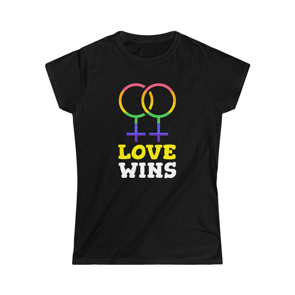 Love Wins LGBTQ Pride Rainbow Flag Gay Lesbian Pride Ally Womens T Shirts