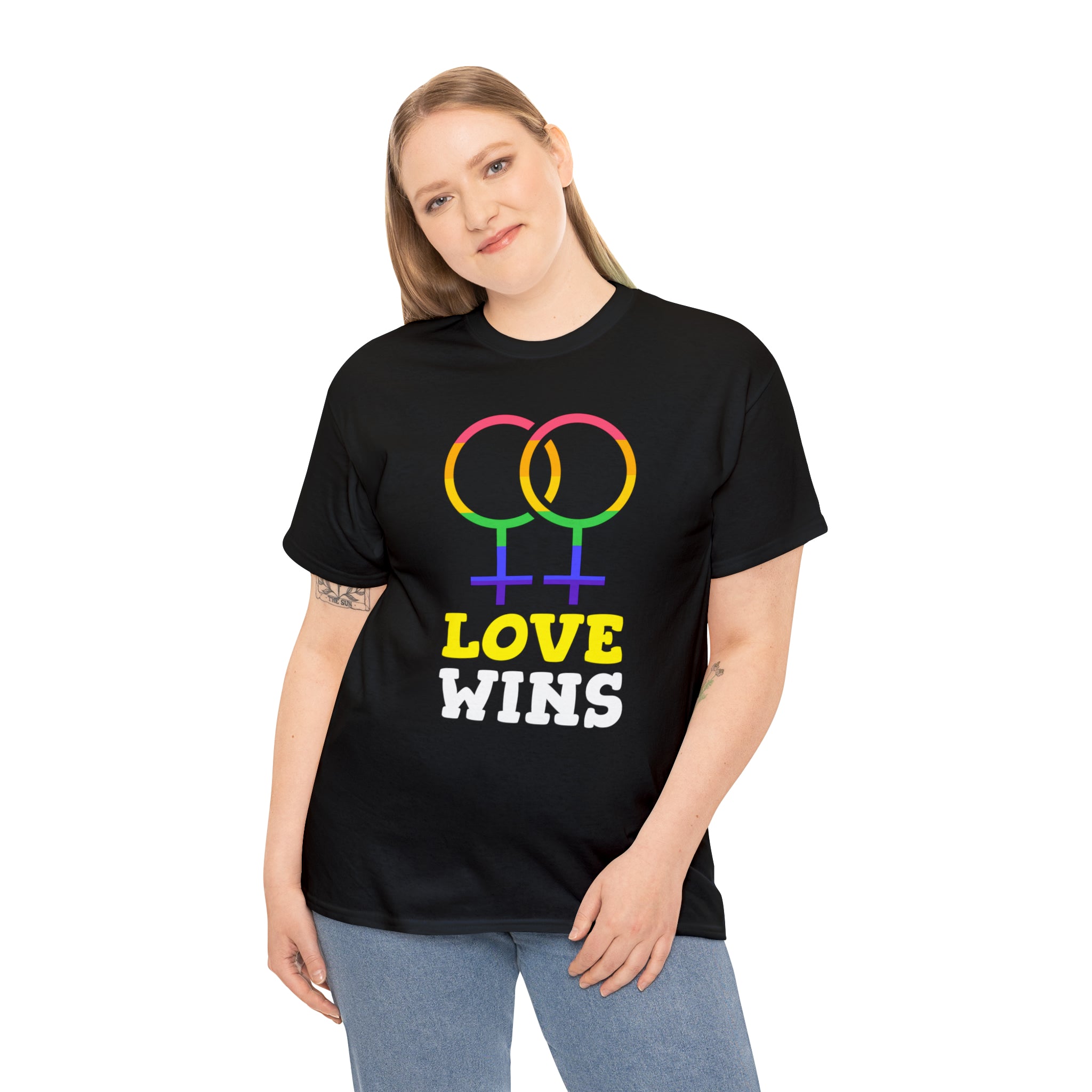 Love Wins LGBTQ Pride Rainbow Flag Gay Lesbian Pride Ally Womens Plus Size Tops