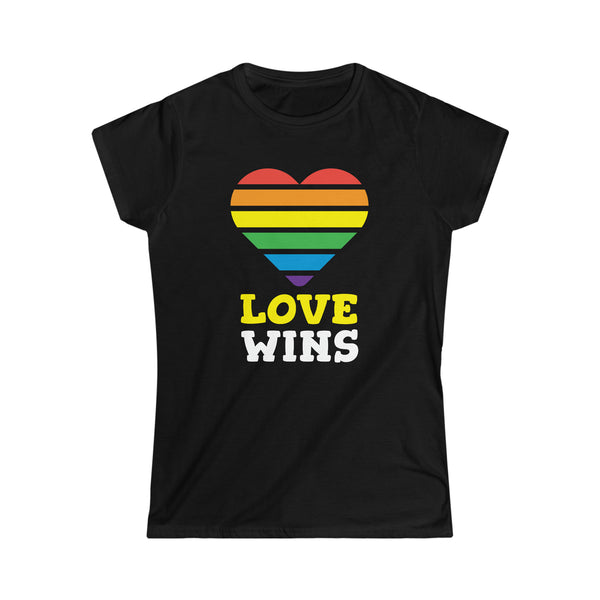 Love Wins LGBTQ Pride Rainbow Flag Lesbian Gay Pride Ally Womens Shirts
