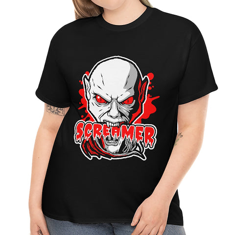 Screamer Halloween Shirts for Women Plus Size 1X 2X 3X 4X 5X Vampire Shirts Halloween Costumes for Plus Size Women