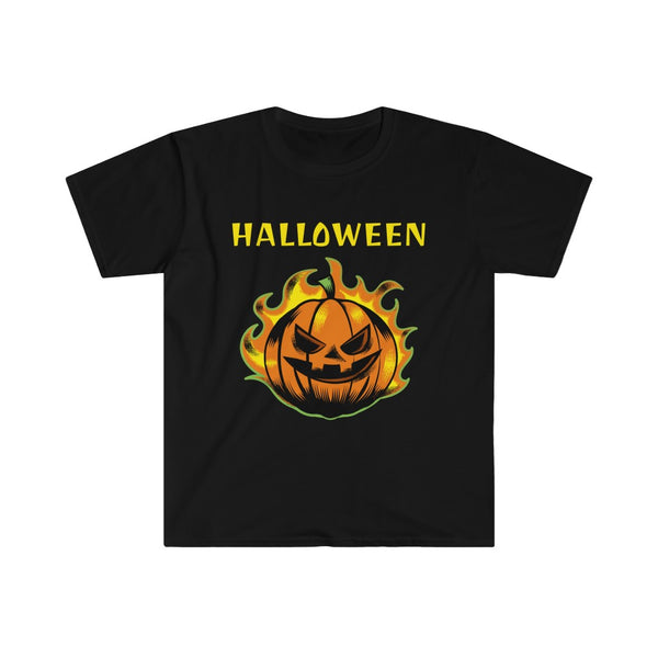 Halloween T Shirts for Men Mens Halloween Shirt Halloween Gifts Fire Pumpkin Shirt Halloween Clothes for Men