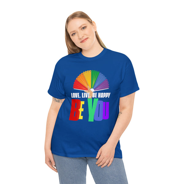 Be You LGBT Love Live Be Happy Rainbow LGBT Pride Month Plus Size Tops for Women
