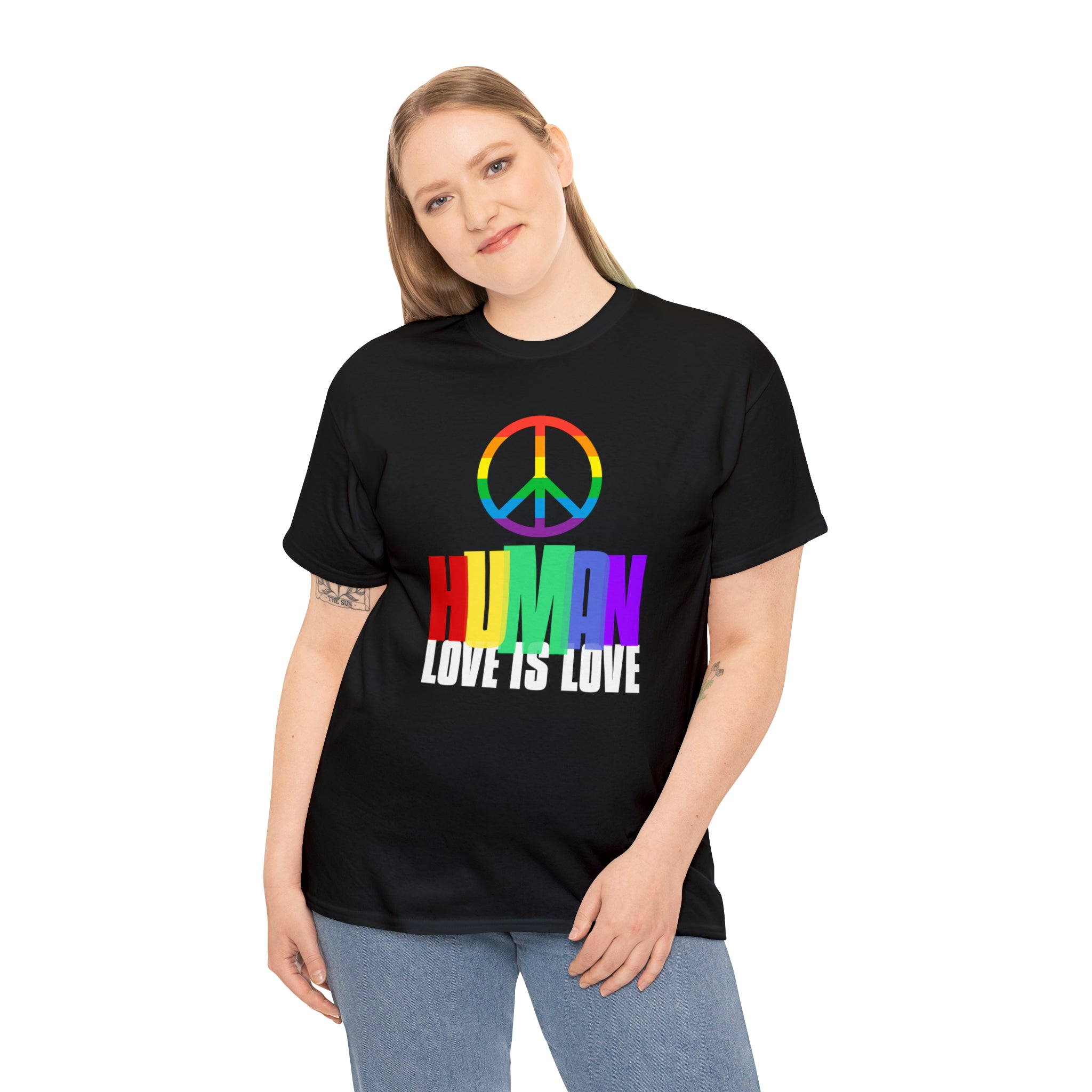 Human LGBTQ Rainbow Flag Lesbian Gay Pride Ally Womens Plus Size Tops