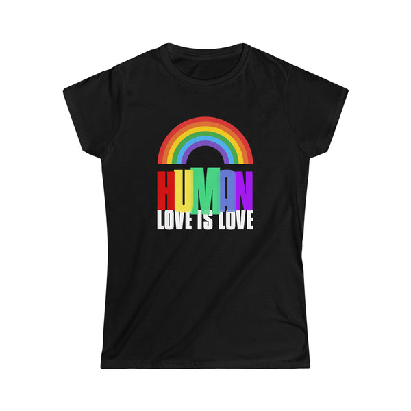 Pride Shirt HUMAN LGBT Flag Lesbian Pride Month Rainbow Gay Shirts for Women