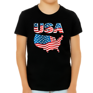 4th of July Shirts for Boys USA Shirt American Flag Shirt for Kids Patriotic Shirts for Boys - Fire Fit Designs