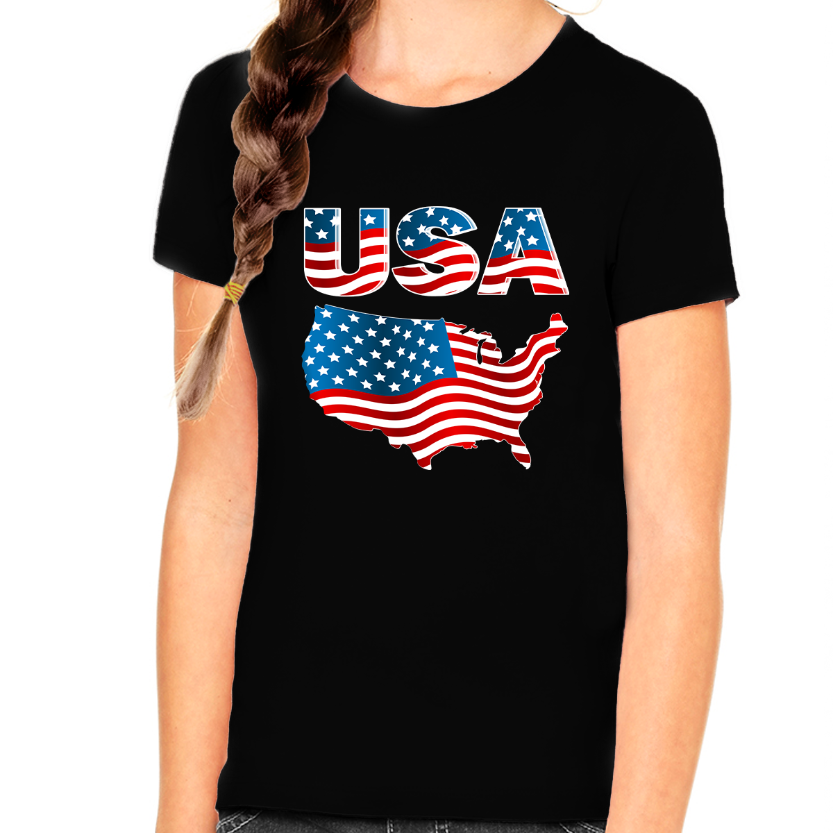 4th of July Shirts for Girls USA Shirt American Flag Shirt for Kids Patriotic Shirts for Girls - Fire Fit Designs