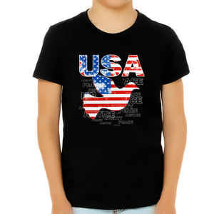 4th of July Shirts for Boys USA Shirt Patriotic Shirts for Boys Peace Dove US Flag American Flag Shirt - Fire Fit Designs