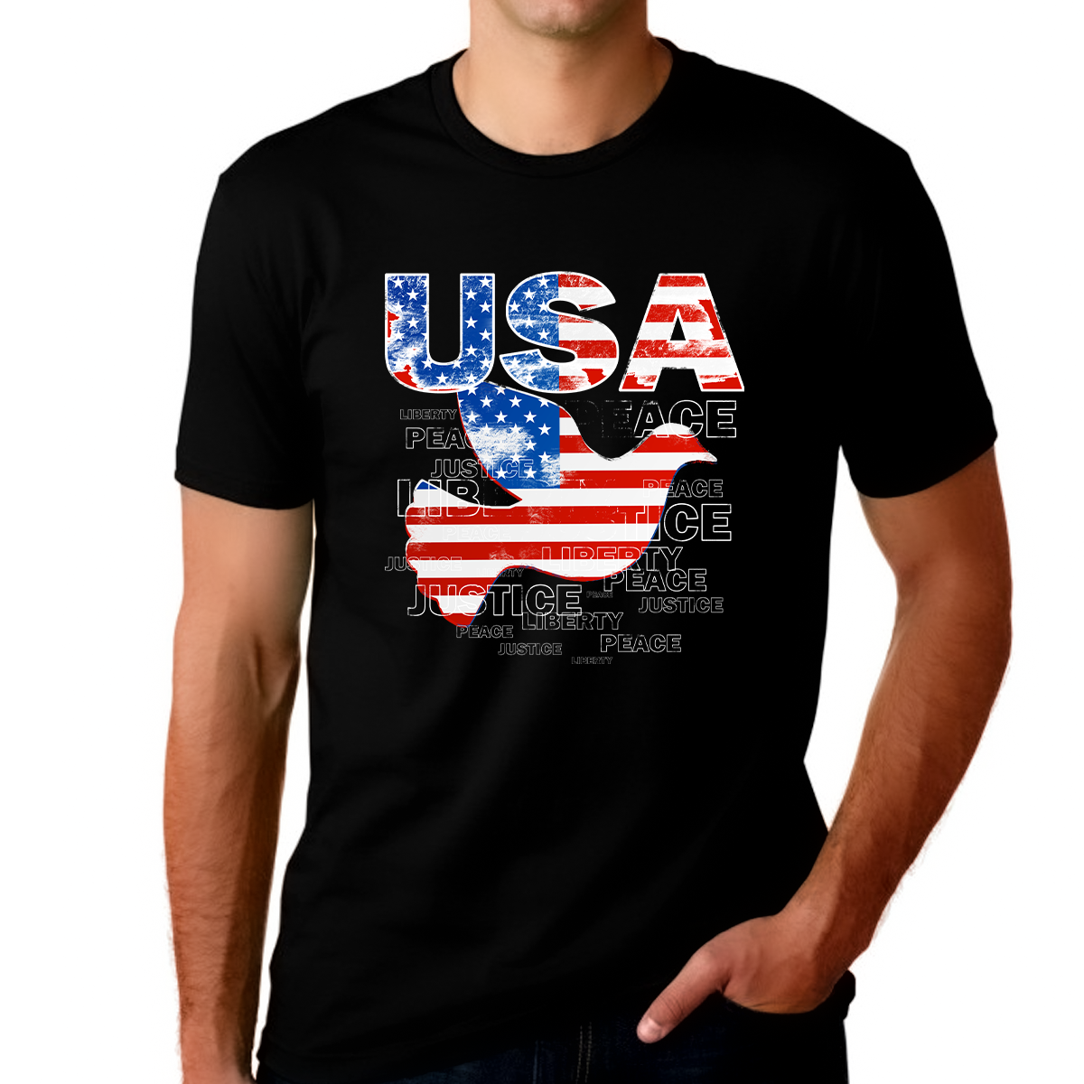 4th of July Shirts for Men USA Shirt Patriotic Shirts for Men Peace Dove US Flag American Flag Shirt - Fire Fit Designs