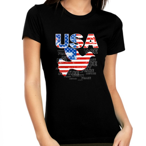 4th of July Shirts for Women USA Shirt Patriotic Shirts for Women Peace Dove US Flag American Flag Shirt - Fire Fit Designs