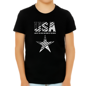 4th of July Shirts for Boys USA Shirt Independence Day USA Flag Graphic Tees for Boys Patriotic Shirts - Fire Fit Designs