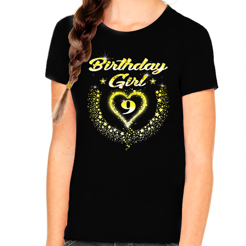 9th Birthday Girl Shirt - 9th Birthday Shirt for Girls 9 Birthday Shirt 9th Birthday Outfit for Girls - Fire Fit Designs