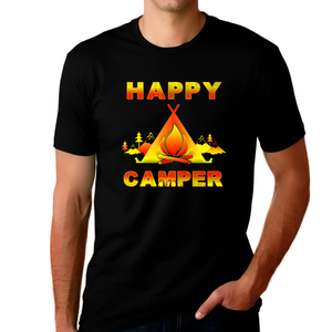Camping Shirt for Men - Camping Clothes for Men - Happy Camper Camping Shirts for Men Funny - Fire Fit Designs