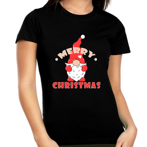 Funny Plus Size Christmas Shirts for Women Plus Size Christmas Outfits Cute Gnome Funny Christmas Shirt