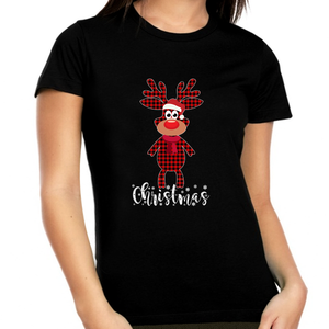 Funny Plus Size Christmas Shirts for Women Christmas Shirts for Family Cute Reindeer Christmas Shirt