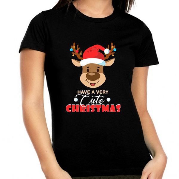 Cute Plus Size Christmas Pajamas for Women Plus Size Christmas Shirts Cute Reindeer Christmas Shirt