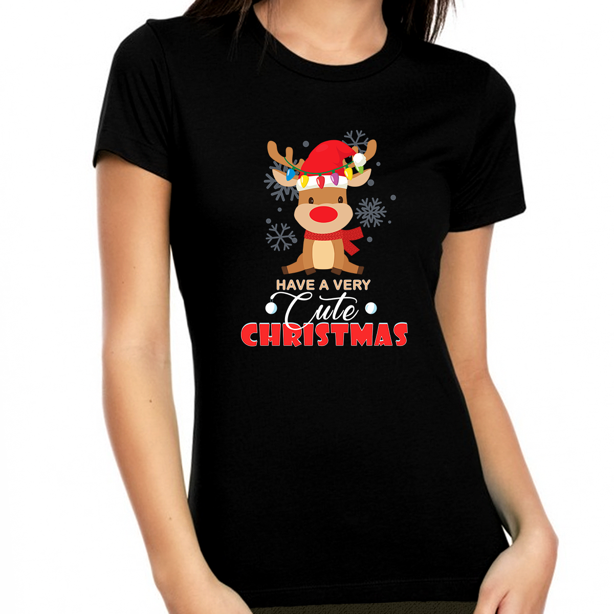 Cute Christmas Shirts for Women Christmas Outfits Cute Reindeer Christmas Pajamas Shirt