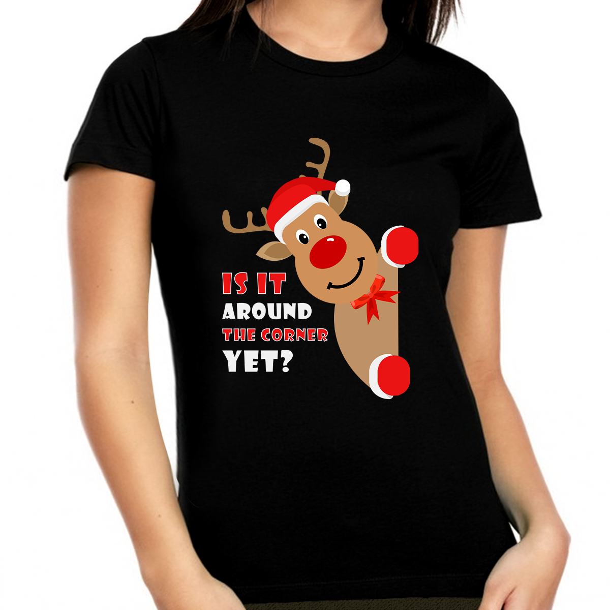 Funny Plus Size Christmas Shirts for Women Plus Size Christmas Tshirts Cute Reindeer Christmas Shirt