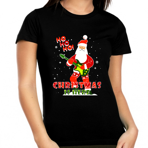 Cute Plus Size Christmas Shirts for Women Rocking Santa Shirt Plus Size Christmas Pajamas Xmas Shirt
