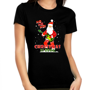 Funny Christmas Shirts for Women Matching Rocking Santa Shirt Christmas Clothes for Women Shirt