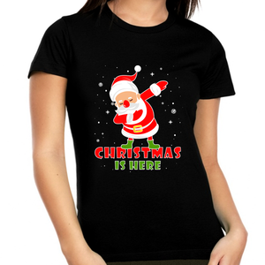 Funny Plus Size Christmas Shirts for Women Christmas Shirts for Family Christmas Dabbing Santa Shirt