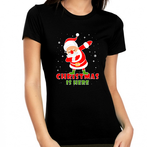 Funny Christmas Shirts for Women Christmas Shirts for Family Christmas Dabbing Santa Pajamas Shirt