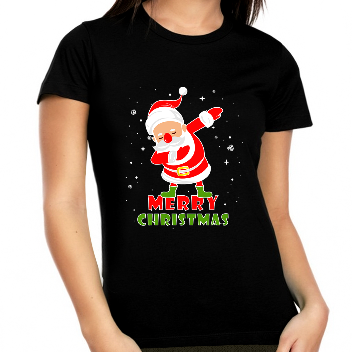 Funny Plus Size Christmas Shirts for Women Plus Size Christmas PJs Merry Christmas Cool Santa Shirt