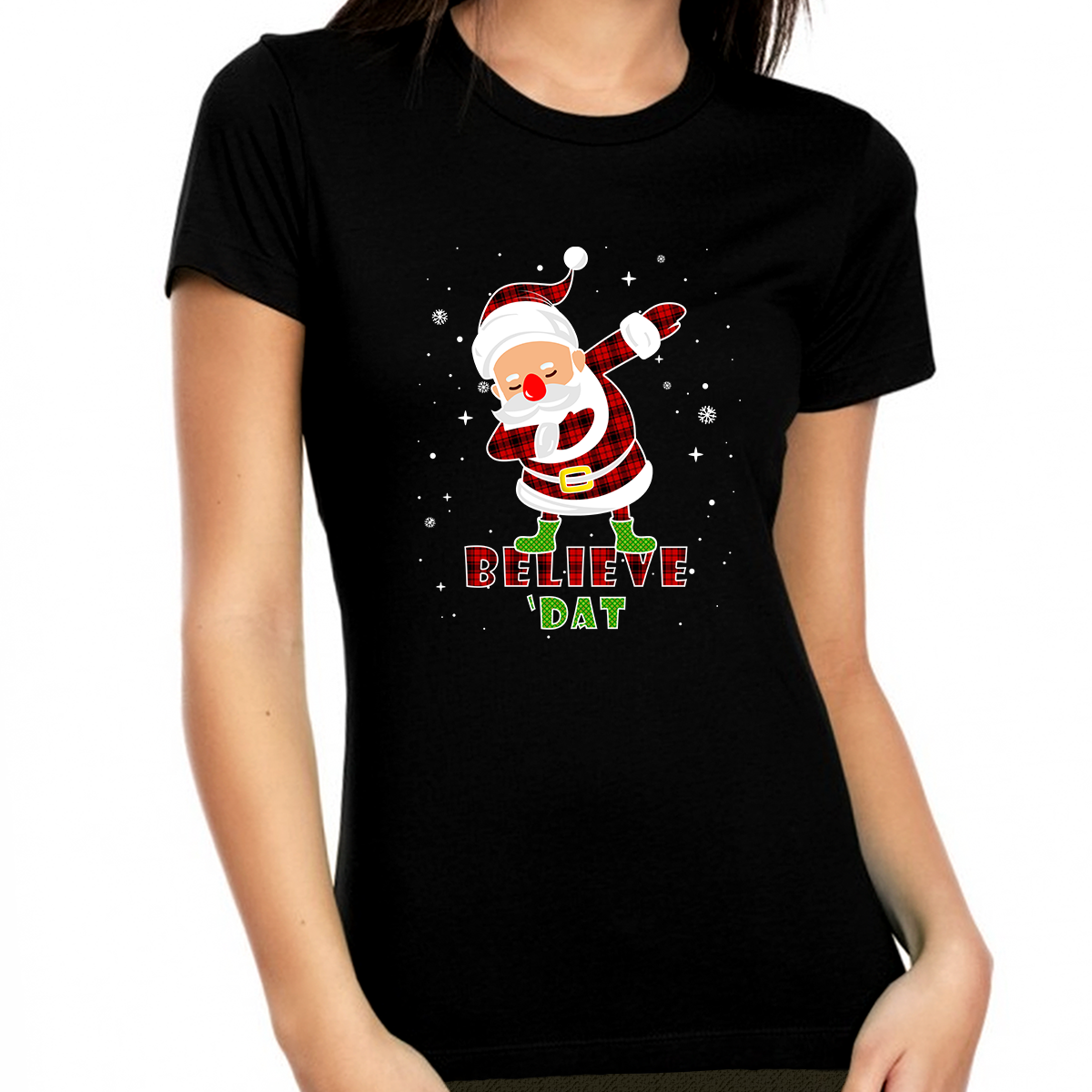 Funny Christmas Shirts for Women Matching Believe Christmas Clothes for Women Cool Christmas Shirt