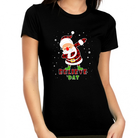Funny Christmas Shirts for Women Matching Believe Christmas Clothes for Women Cool Christmas Shirt