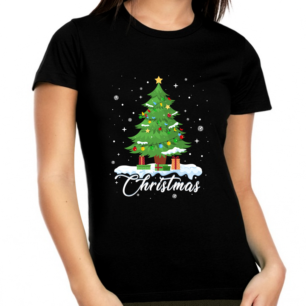 Funny Plus Size Christmas Shirts for Women Plus Size Christmas Tshirts Christmas Tree Christmas Shirt Fire Fit Designs