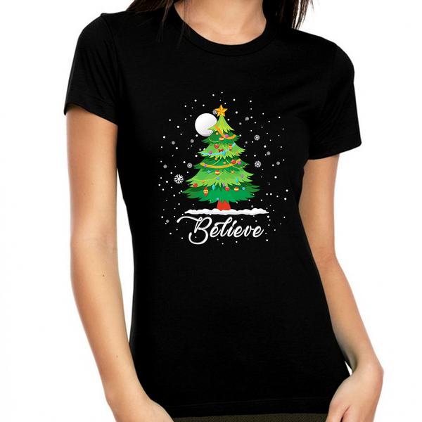 Cute Christmas Shirts for Women Matching Christmas Clothes for Women Chriistmas Tree Xmas Shirt